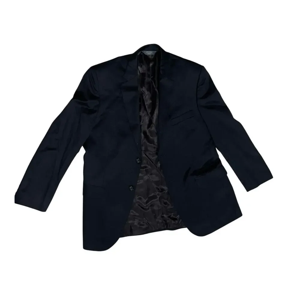 Pronto Wool Uomo Platinum Men's Luxury Black Blazer Size 42 Career Wedding Prom